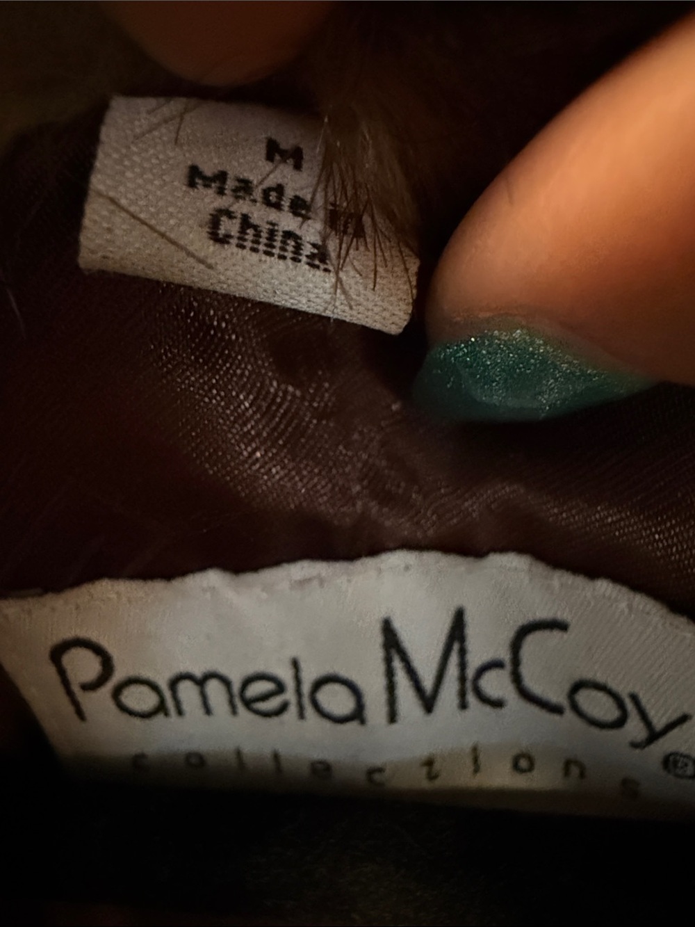 Pamela McCoy Faux Fur Brown Pea Coat with Dark Brown Accents - Picture 3 of 6